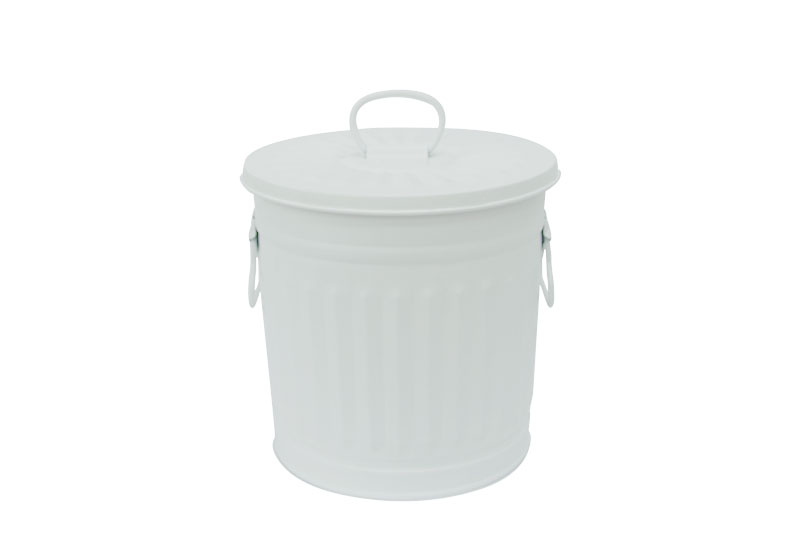 small metal bin with lid
