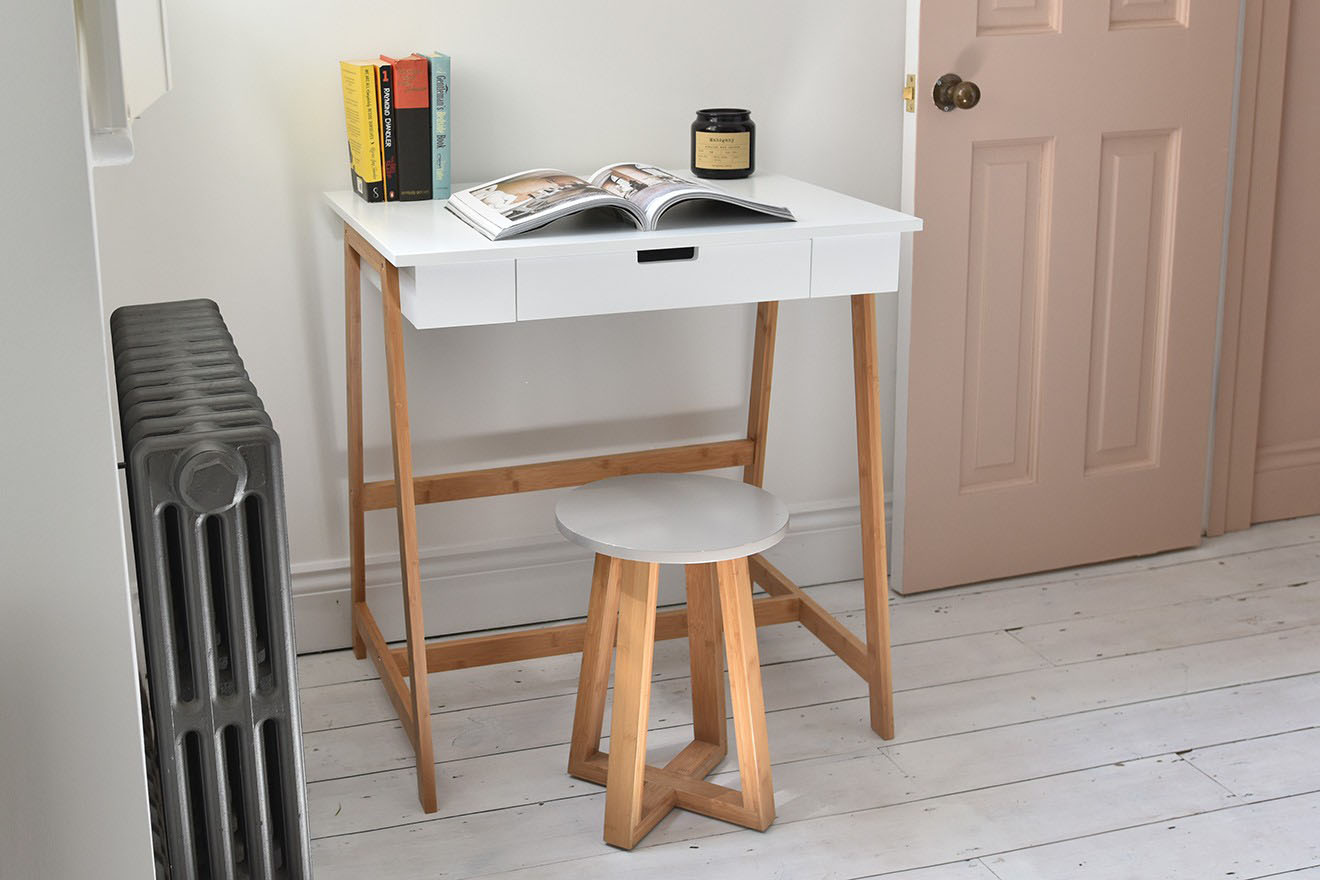 White Bamboo Mini Study Desk with Drawer | Futon Company