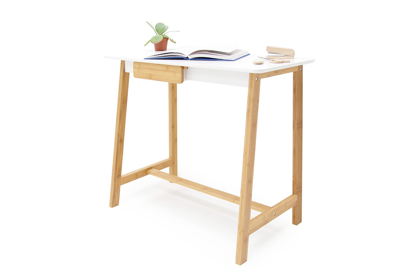 White MDF & Bamboo Mini Study Desk Futon Company
