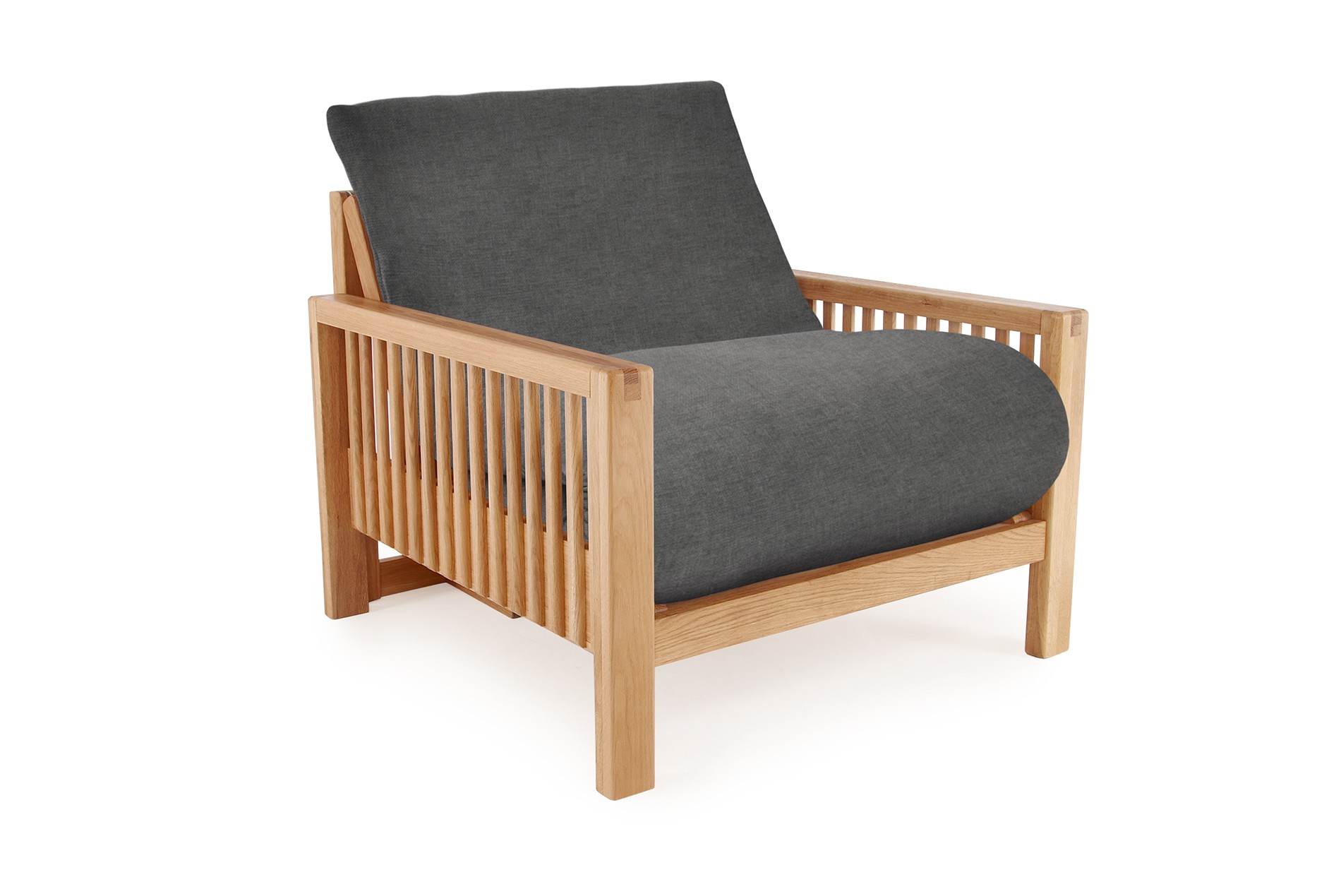 Oak Rondo Seat Sofa Bed Cosy Weave Graphite