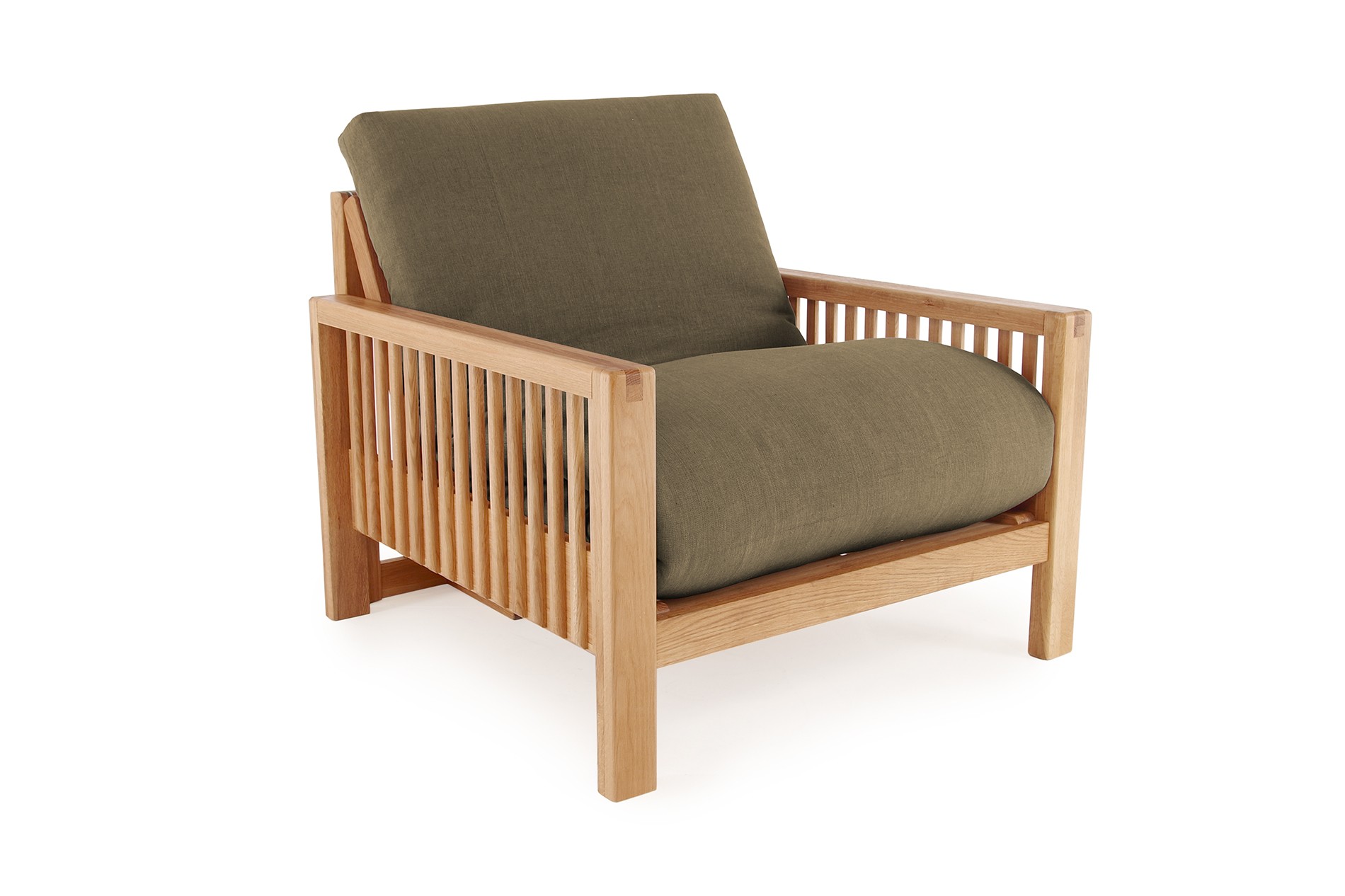 Oak Rondo Seat Sofa Bed Handloom Fieldmouse