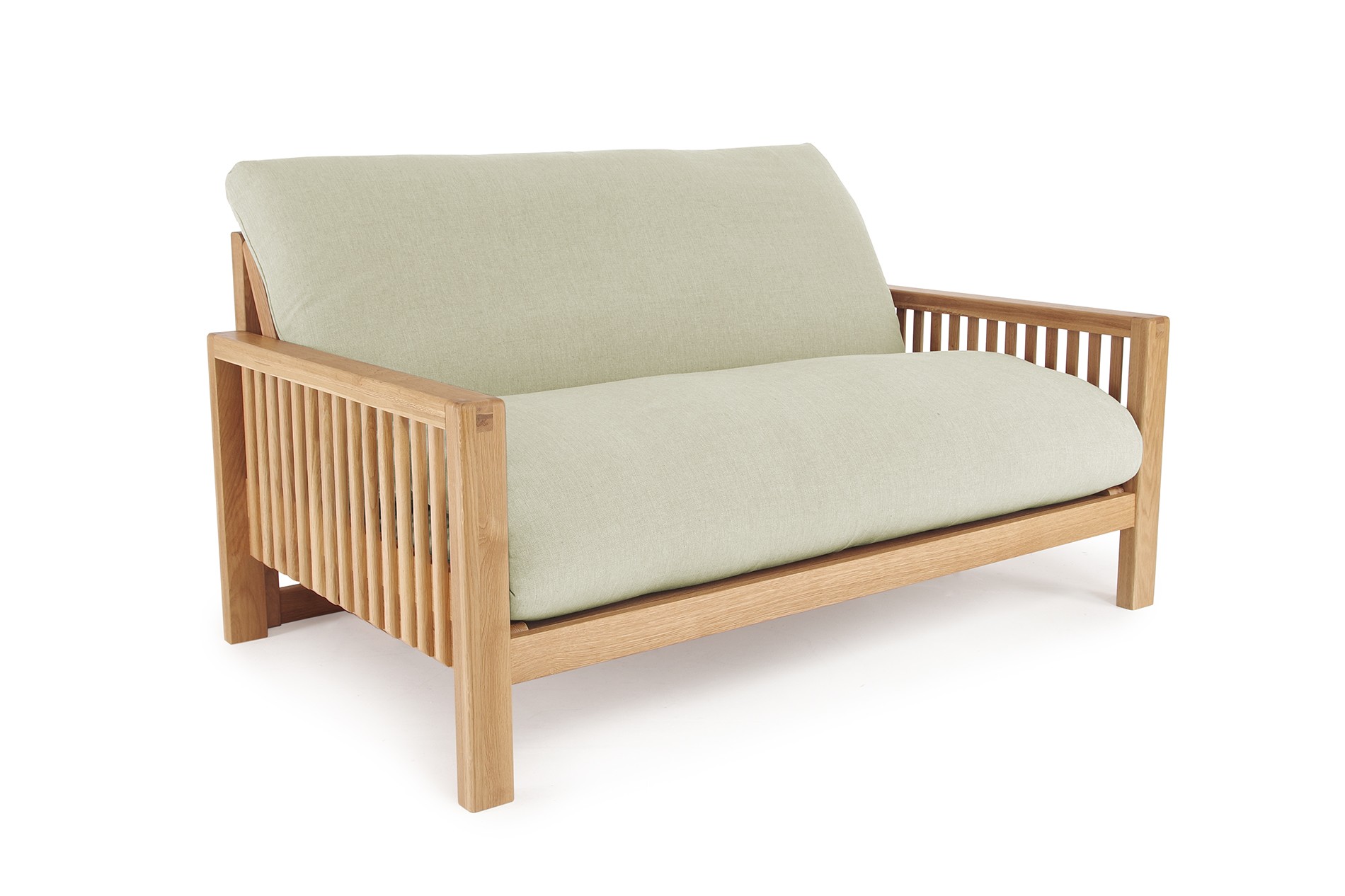 Oak Rondo Seat Sofa Bed Handloom Natural Cotton