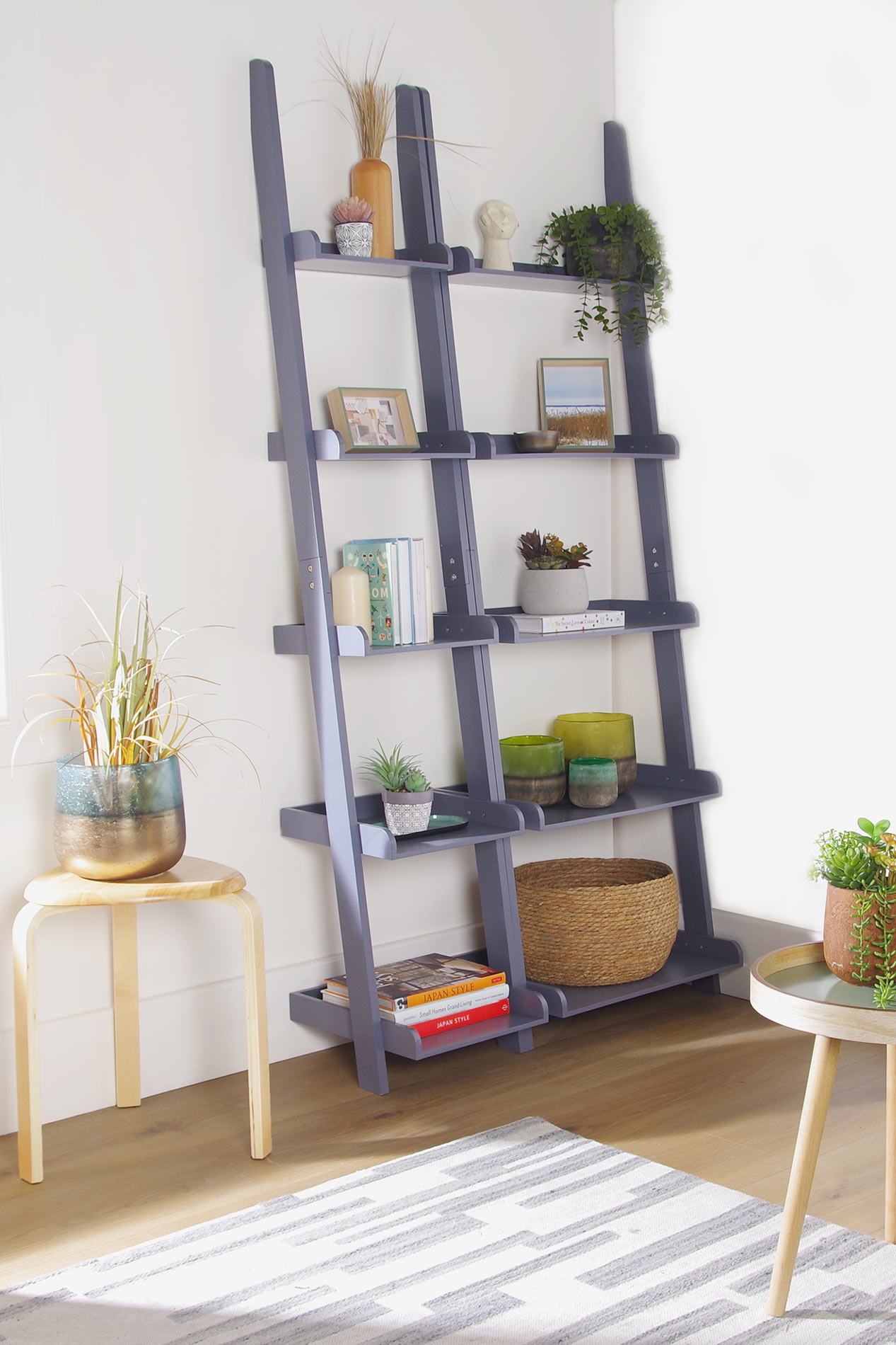 Small grey ladder deals shelf