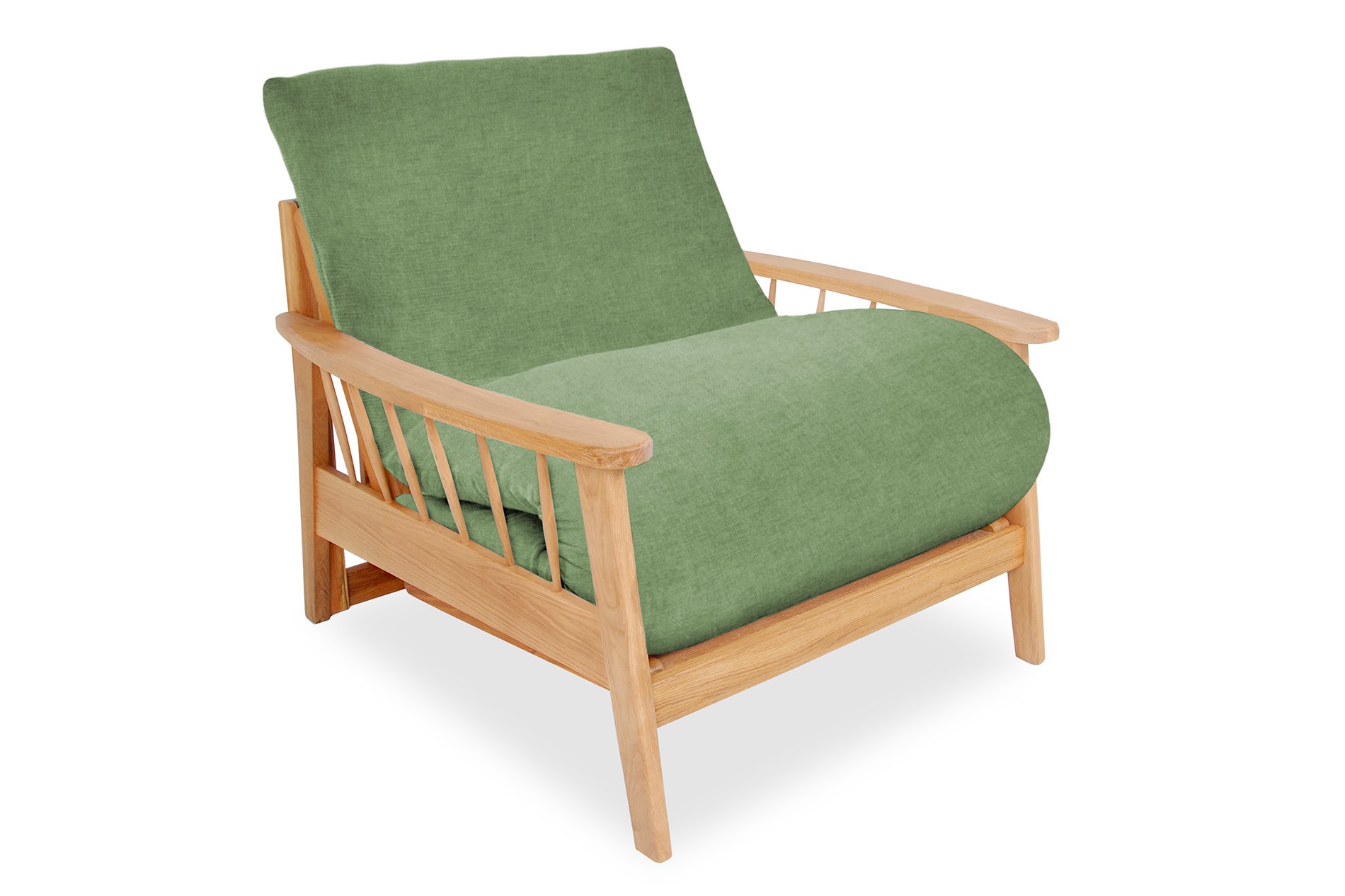 Oak Swift Sofa Bed Single Cosy Weave Olive Green