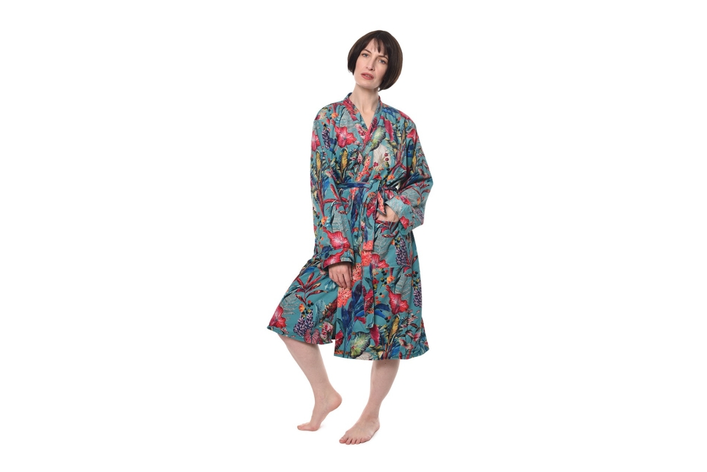 FC Tropical Velvet Robe Teale