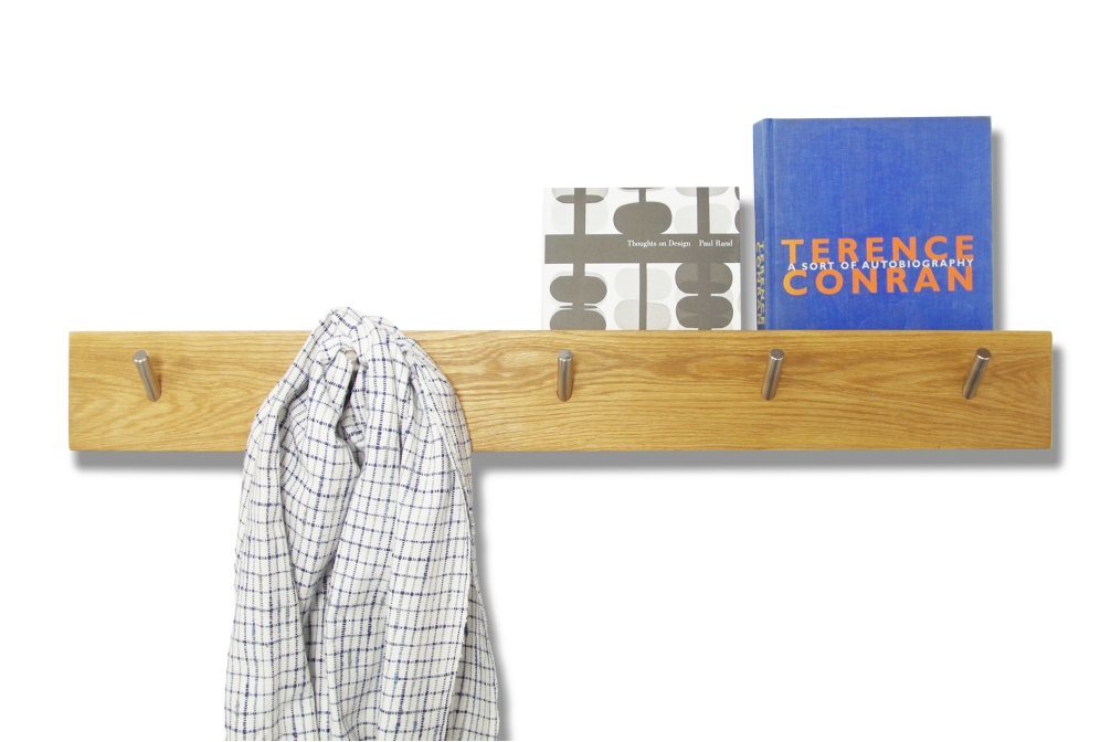 Oak Letter Storage Hook Rail with books