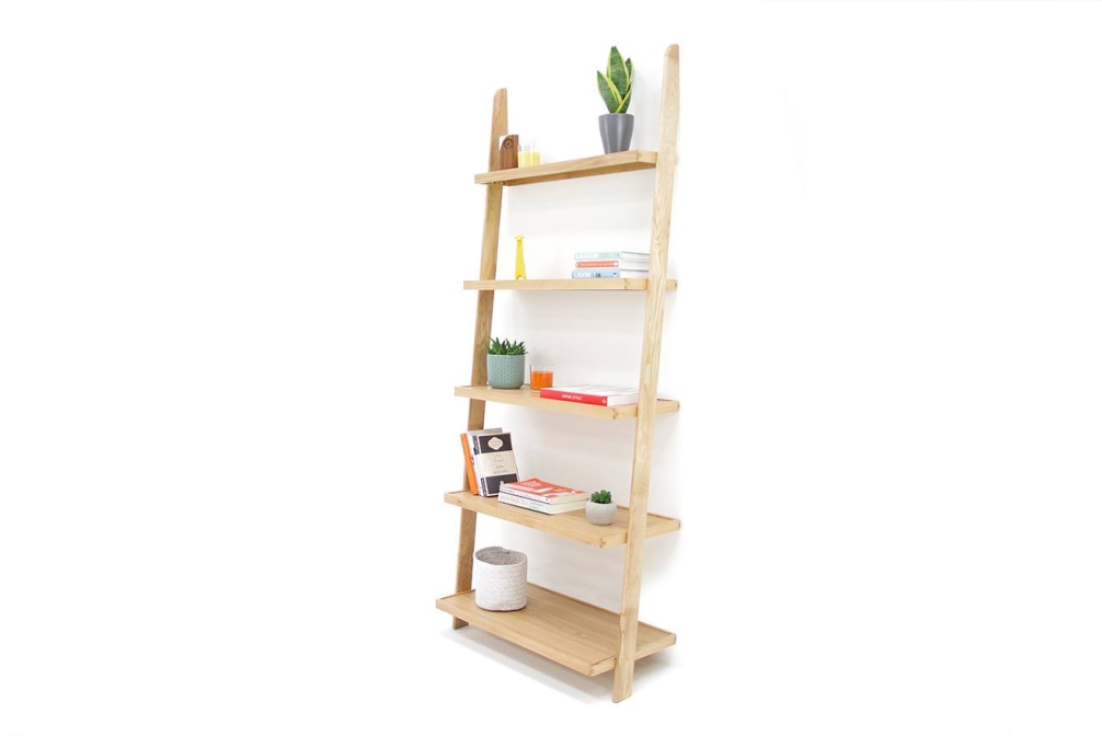 Oak Rounded Wide Ladder Shelf