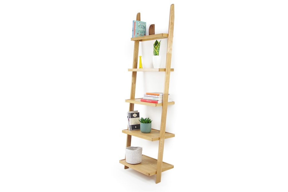 Oak Leaning Ladder Shelves