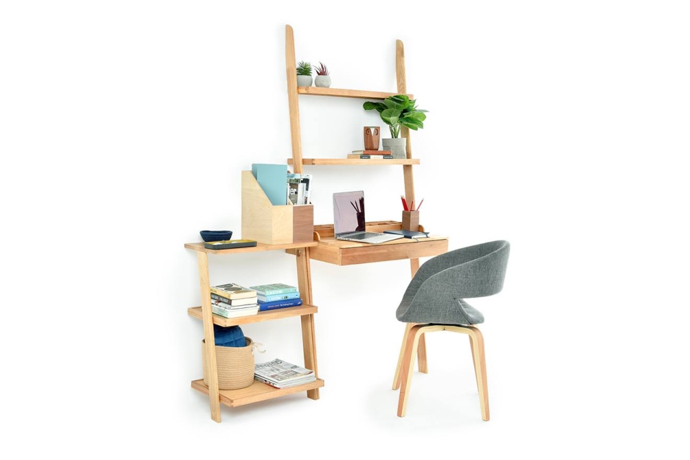 Oak Low Ladder Shelf And Desk