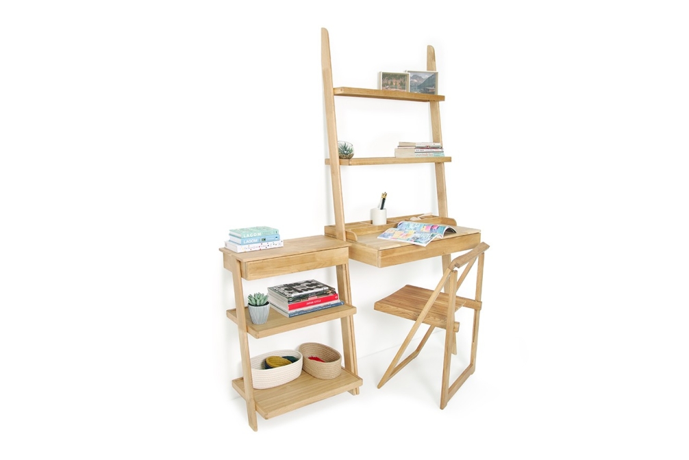 Laya Leaning Shelves With Drawer