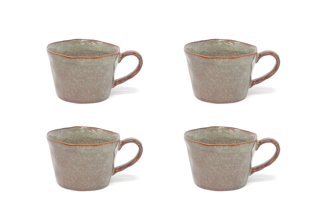 Reactive Glaze Tea Cup Sage Set Of