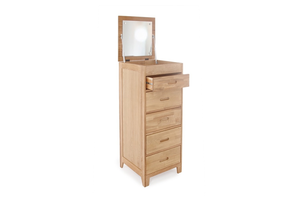 FC Oak Narrow Vanity Chest Of Drawers