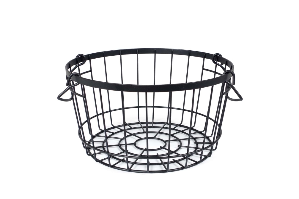 FC Stackable Wire Round Basket Black