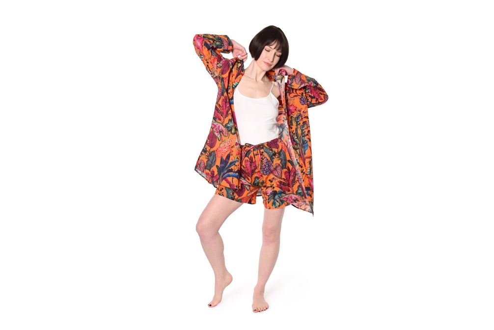 FC Tropical Long Sleep Shirt Mandarin