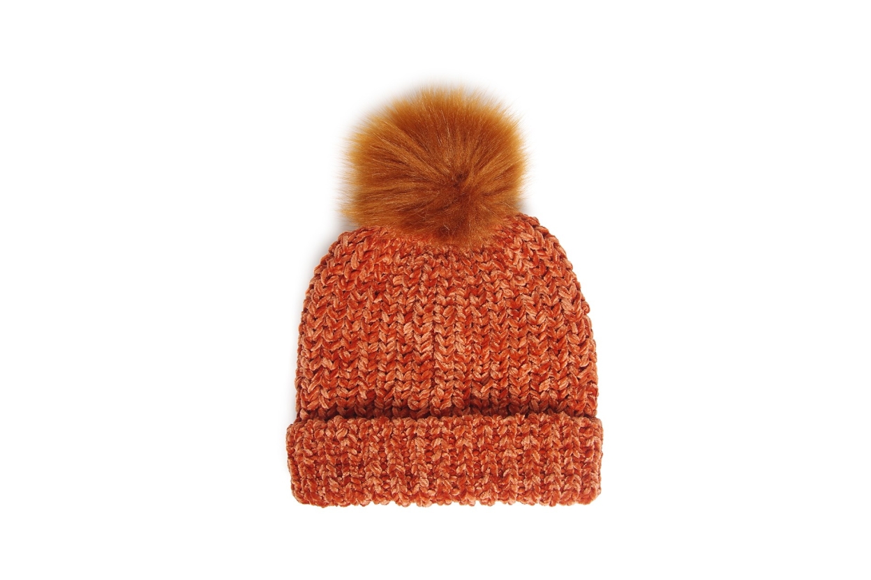 FC Chenille Bobble Hat Terracotta Eljh X