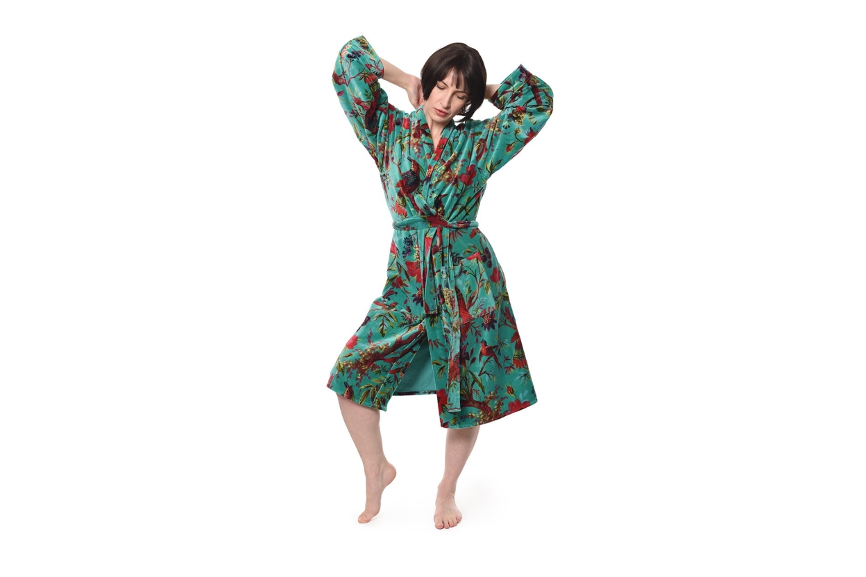 FC Paradise Velvet Robe Pacific Blue