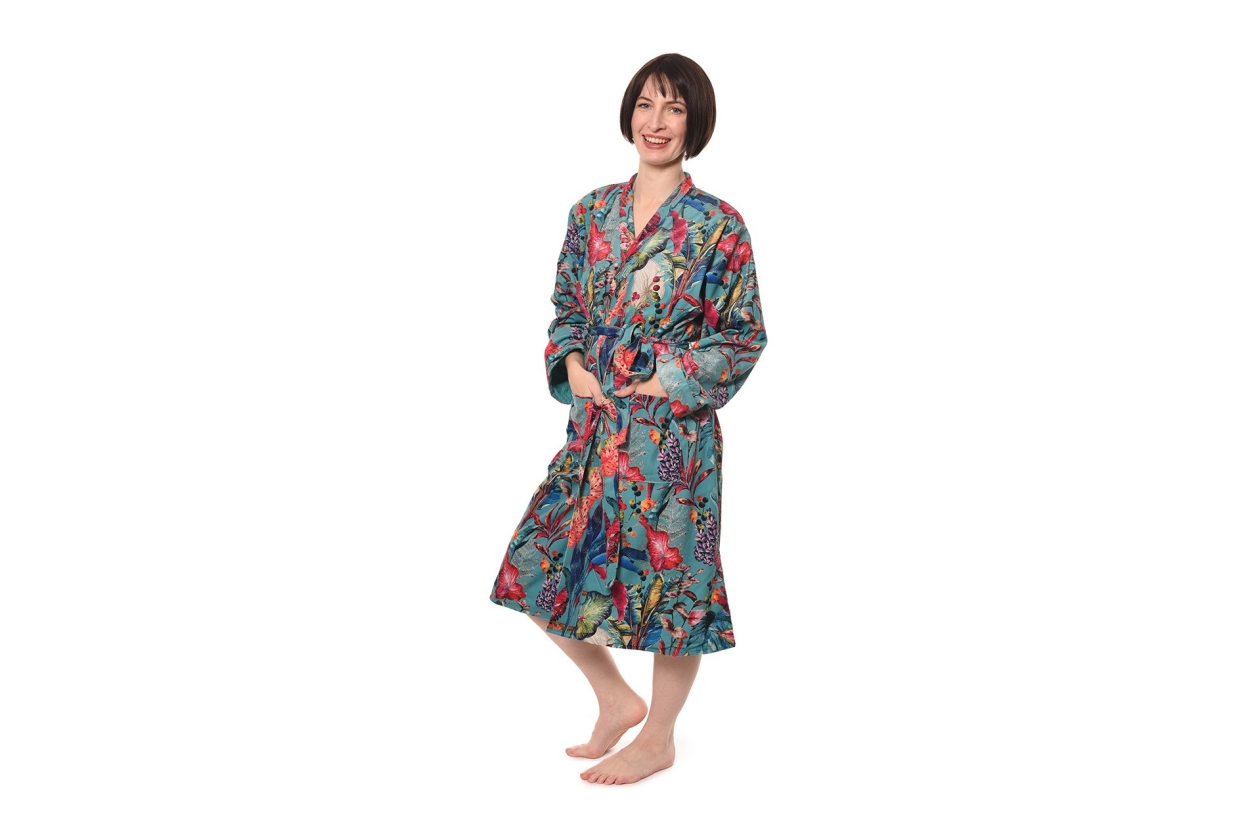 FC Tropical Velvet Robe Teale