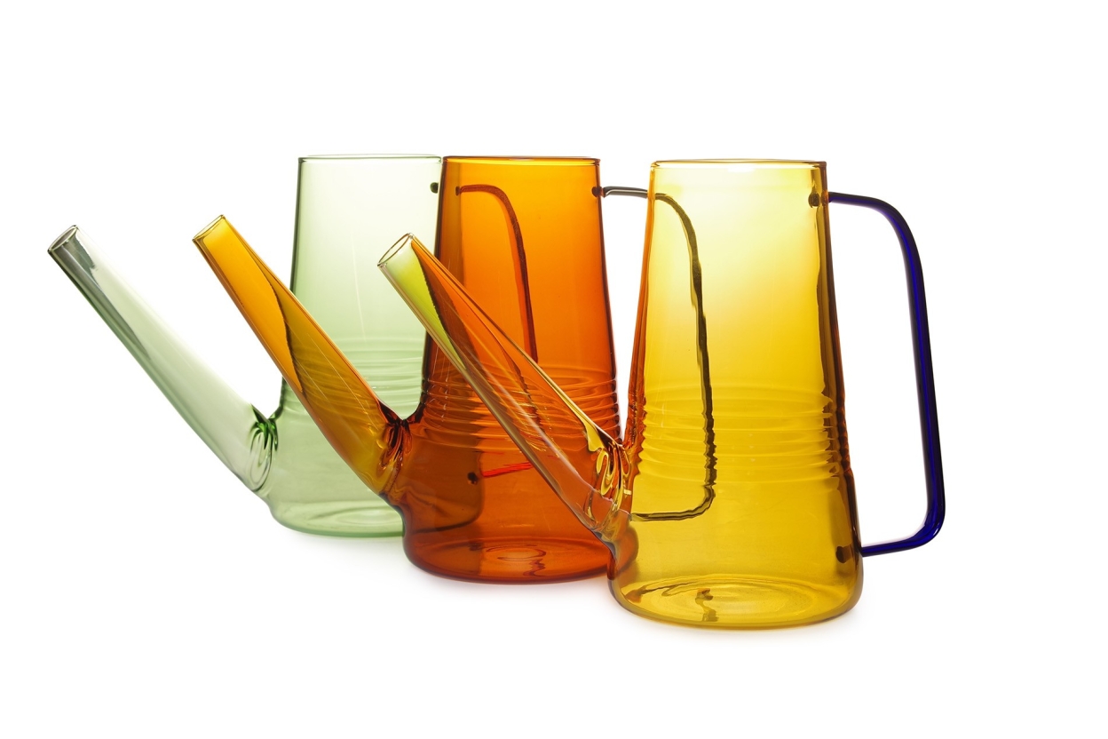 Amalfi Glass Watering Can (Olive Green & Amber)