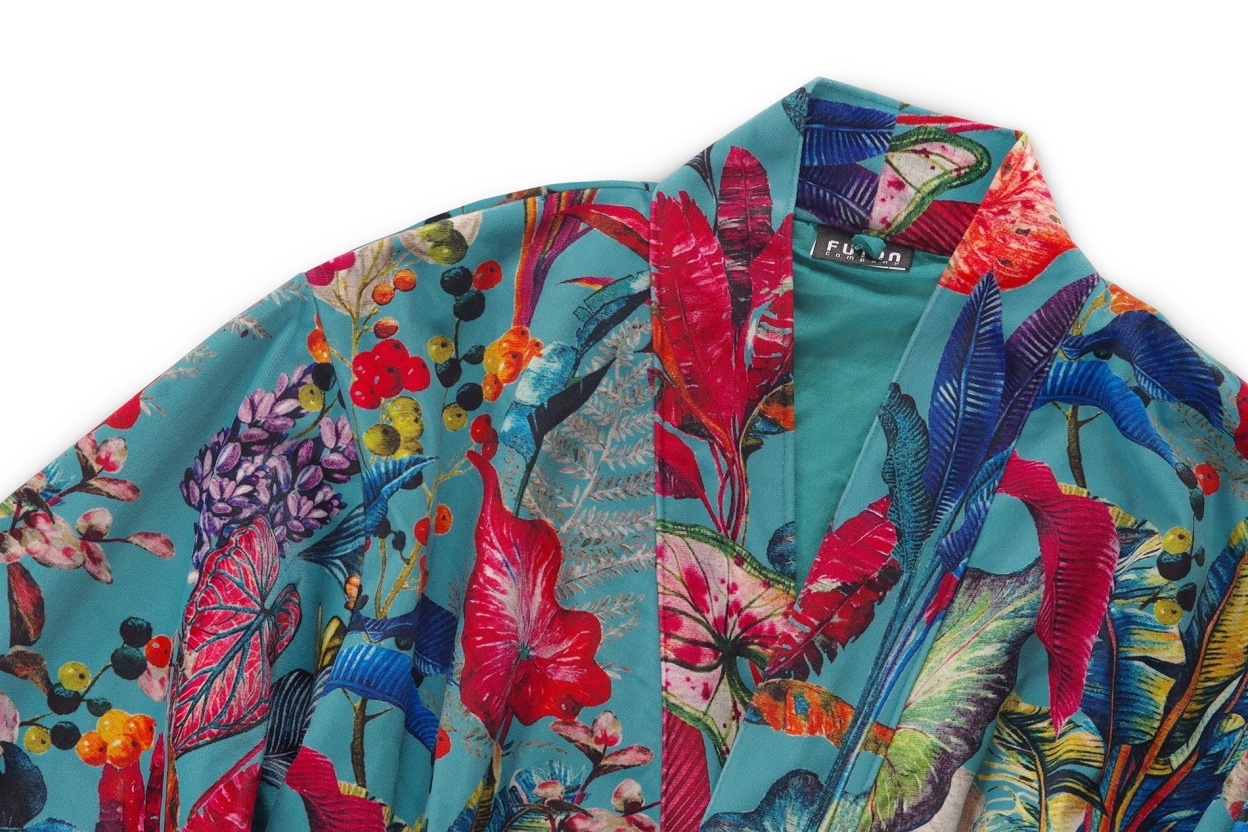 FC Tropical Velvet Robe Teale