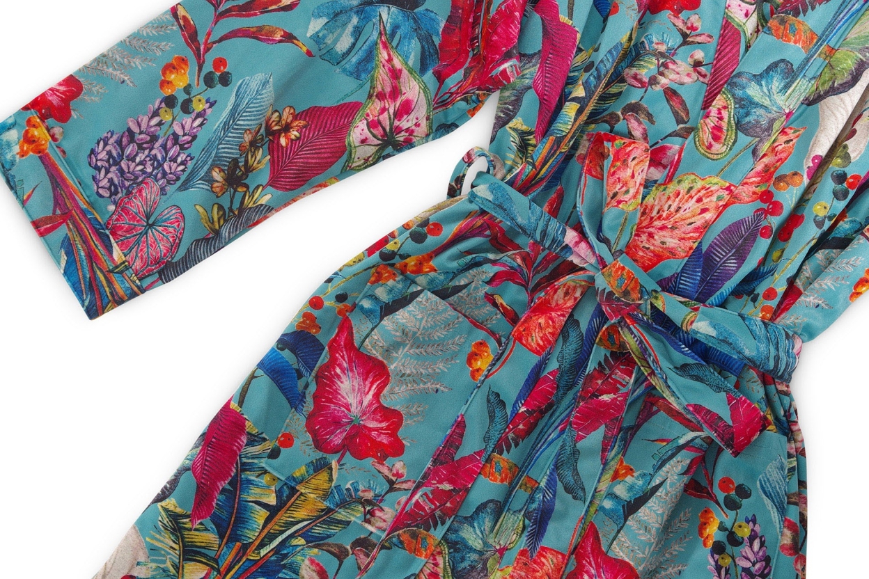 FC Tropical Velvet Robe Teale