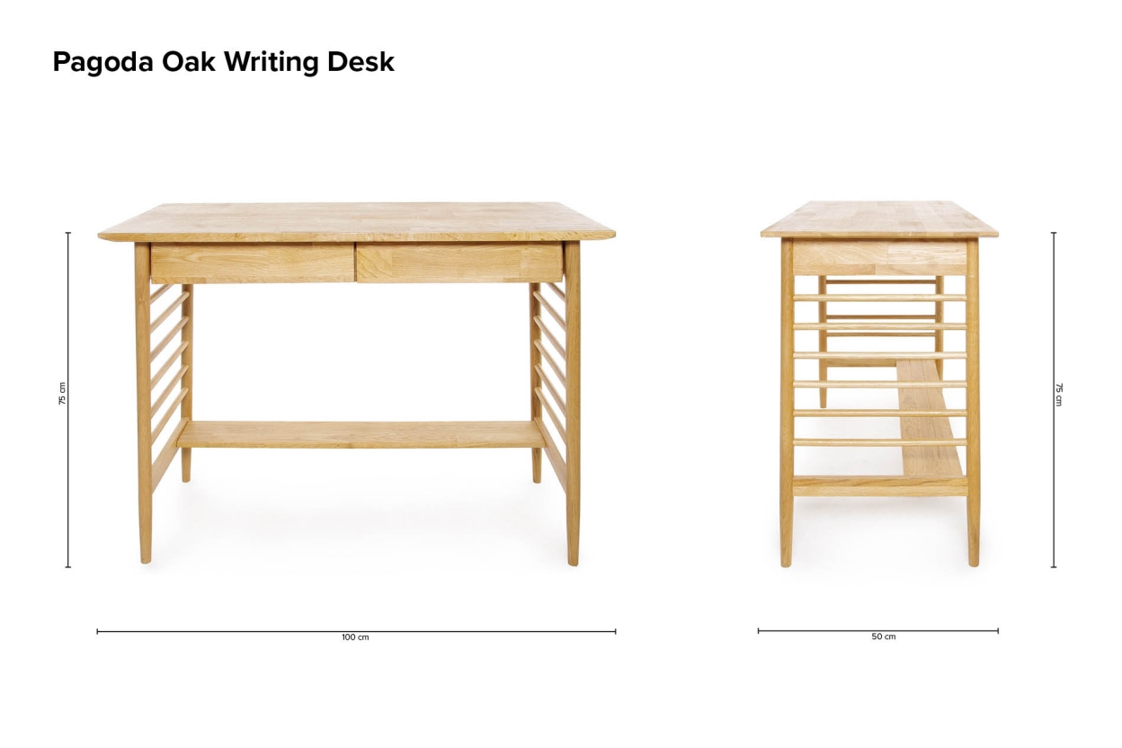 Pagoda Oak Writing Desk