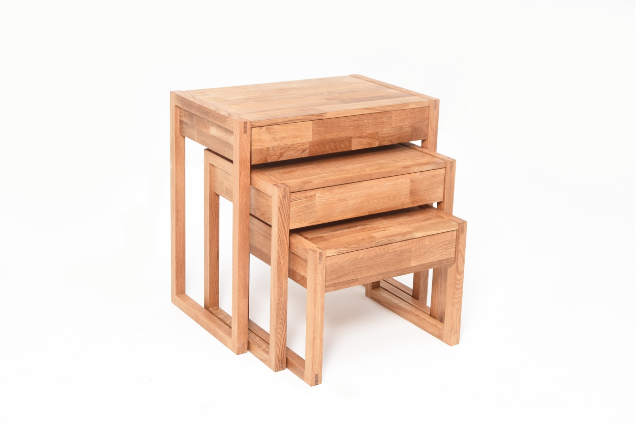 T3 Oak Nest Of Tables Nested