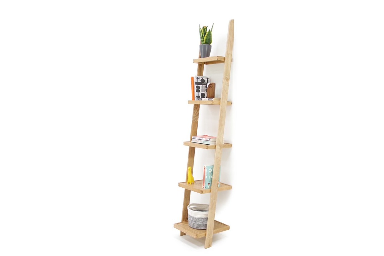 Oak Rounded Narrow Ladder Shelf