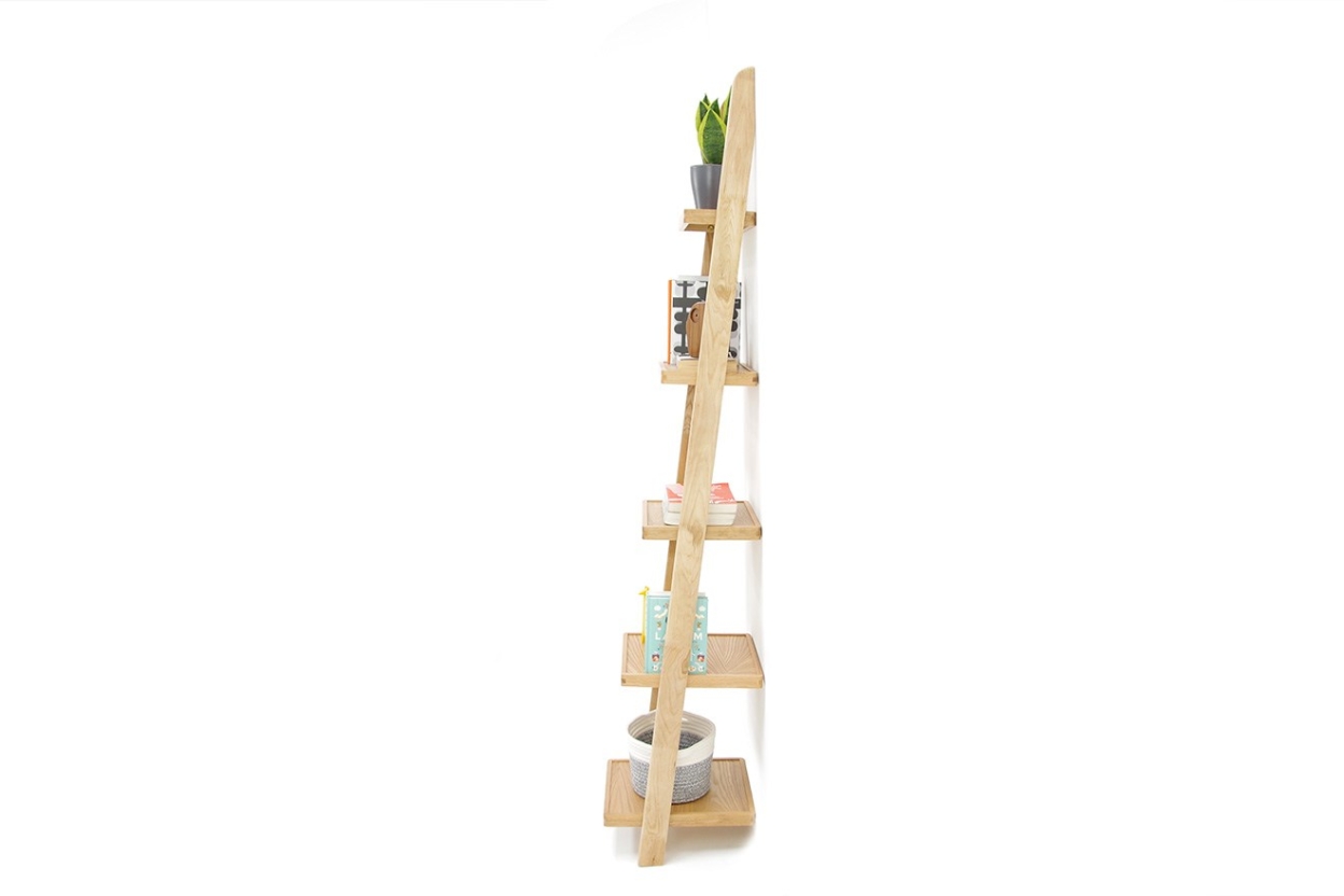 Oak Rounded Narrow Ladder Shelf