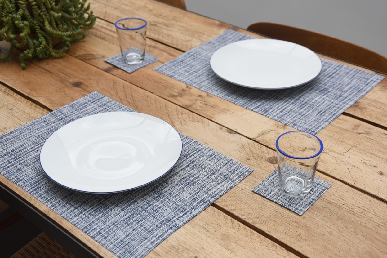 Blue Cross Weave Placemat And Coaster Kxrj My