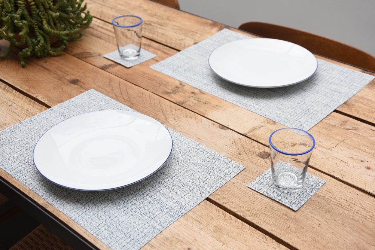 Grey Cross Weave Placemat And Coaster Dfgw Zv