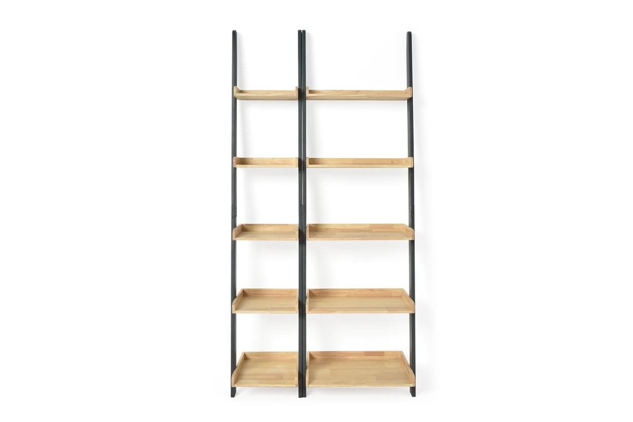 Rubberwood And Pine Ladder Shelves