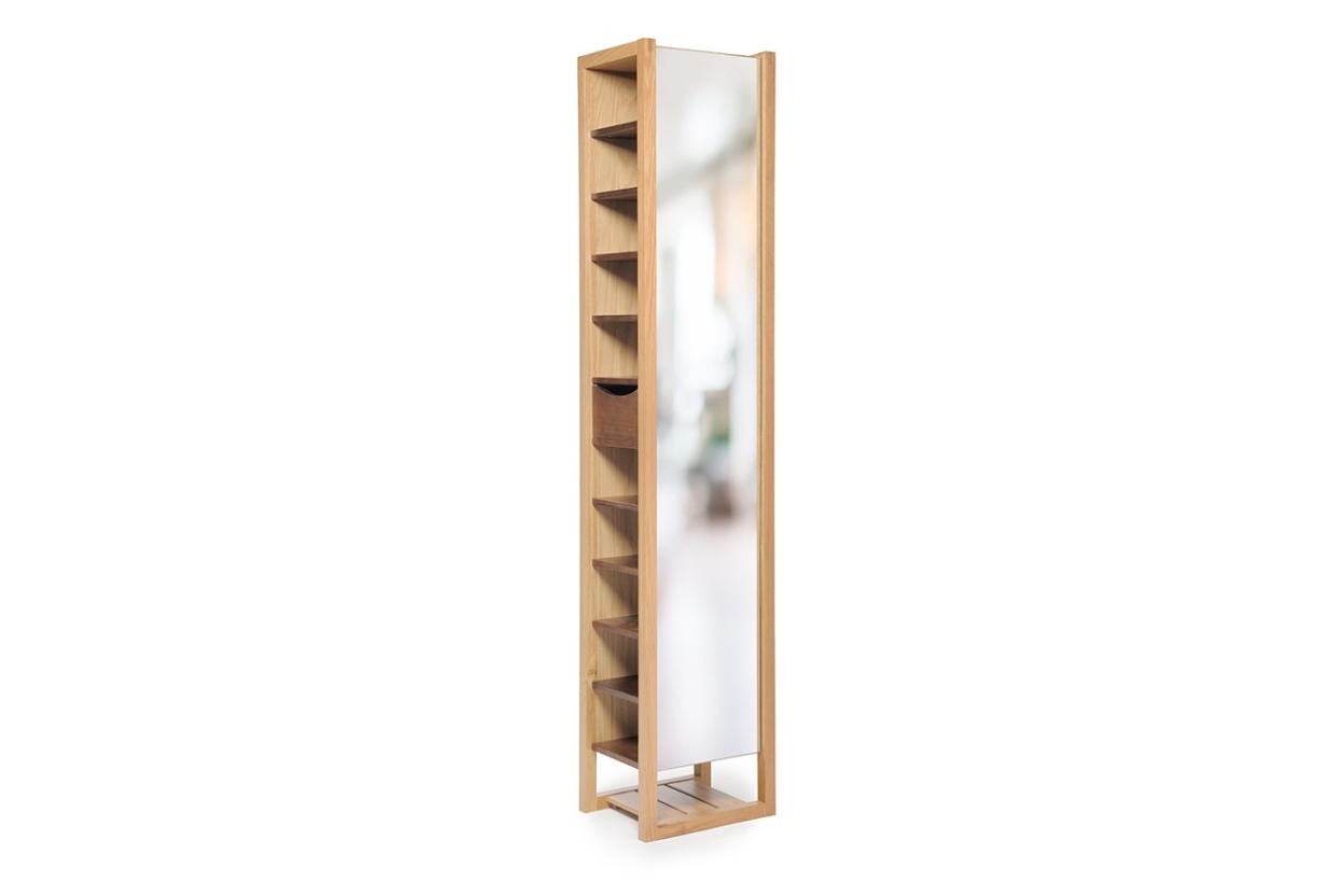 Oak Hallway Shoe Mirror