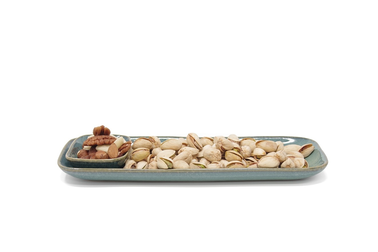 Reactive Glaze Nibbles Plate Lagoon - with dip dish