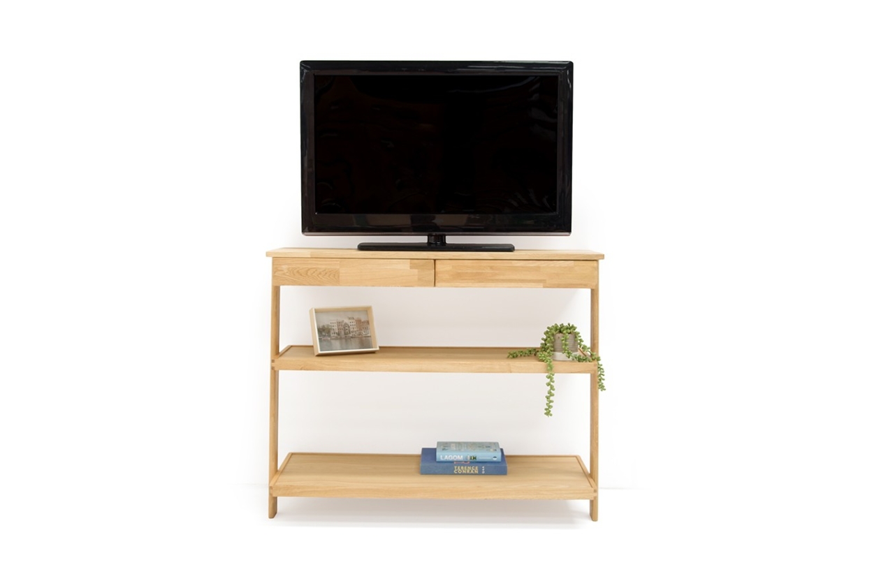 Oak Leaning Tv Unit