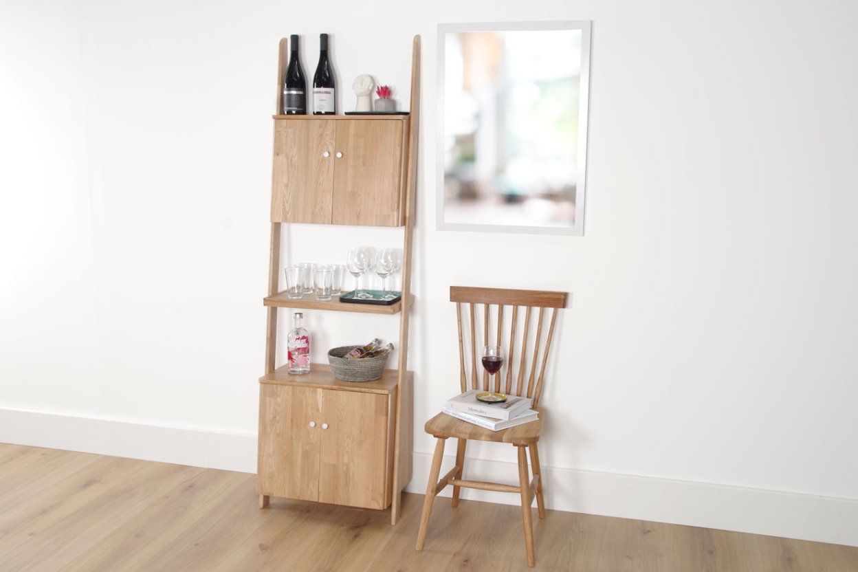 FC Oak Leaning Drinks Cabinet