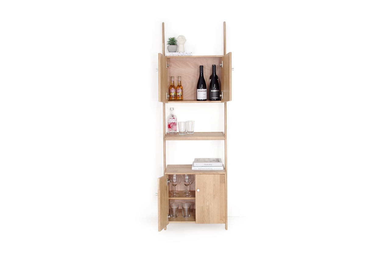 FC Oak Leaning Drinks Cabinet