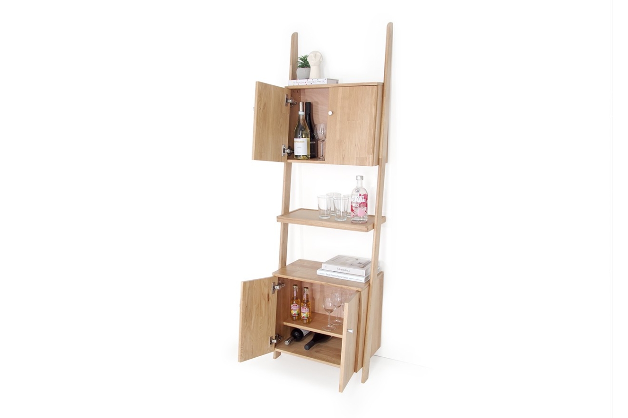 FC Oak Leaning Drinks Cabinet