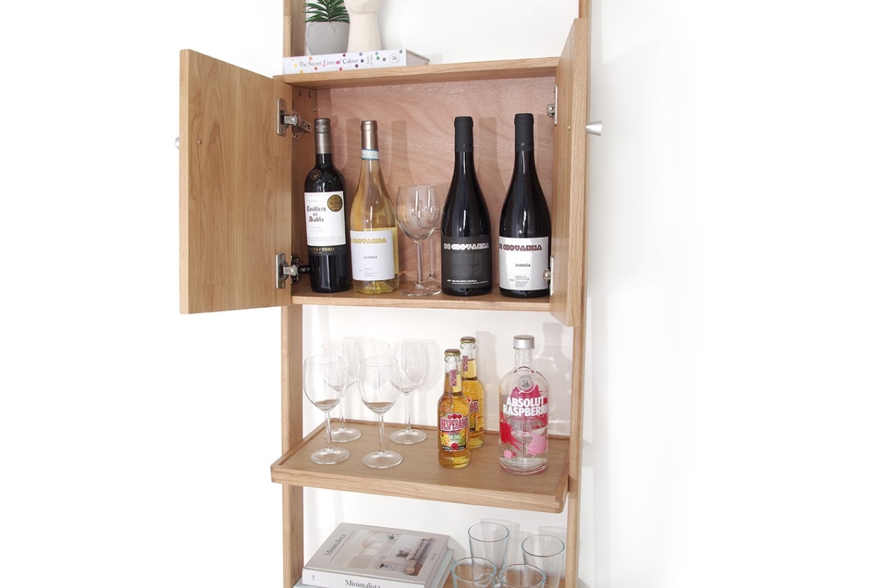 FC Oak Leaning Drinks Cabinet