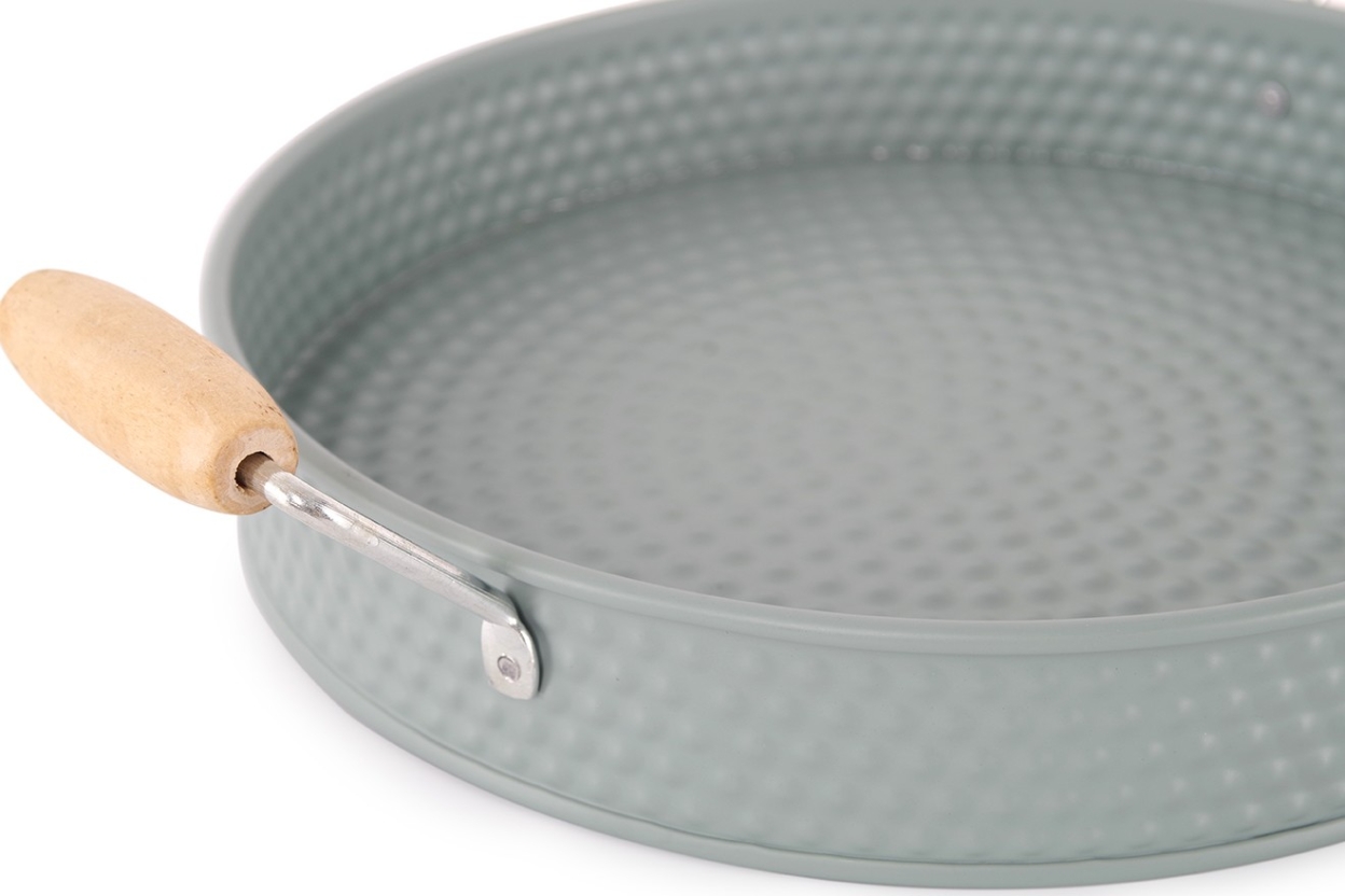 FC Metal Dots Tray With Wooden Handles Fjord Blue Small