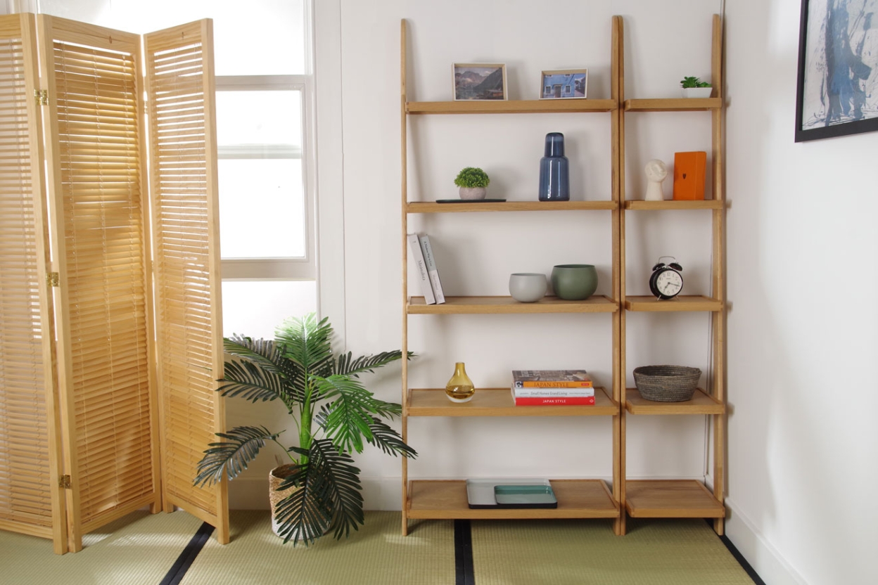 Oak Rounded Narrow and Wide Ladder Shelf