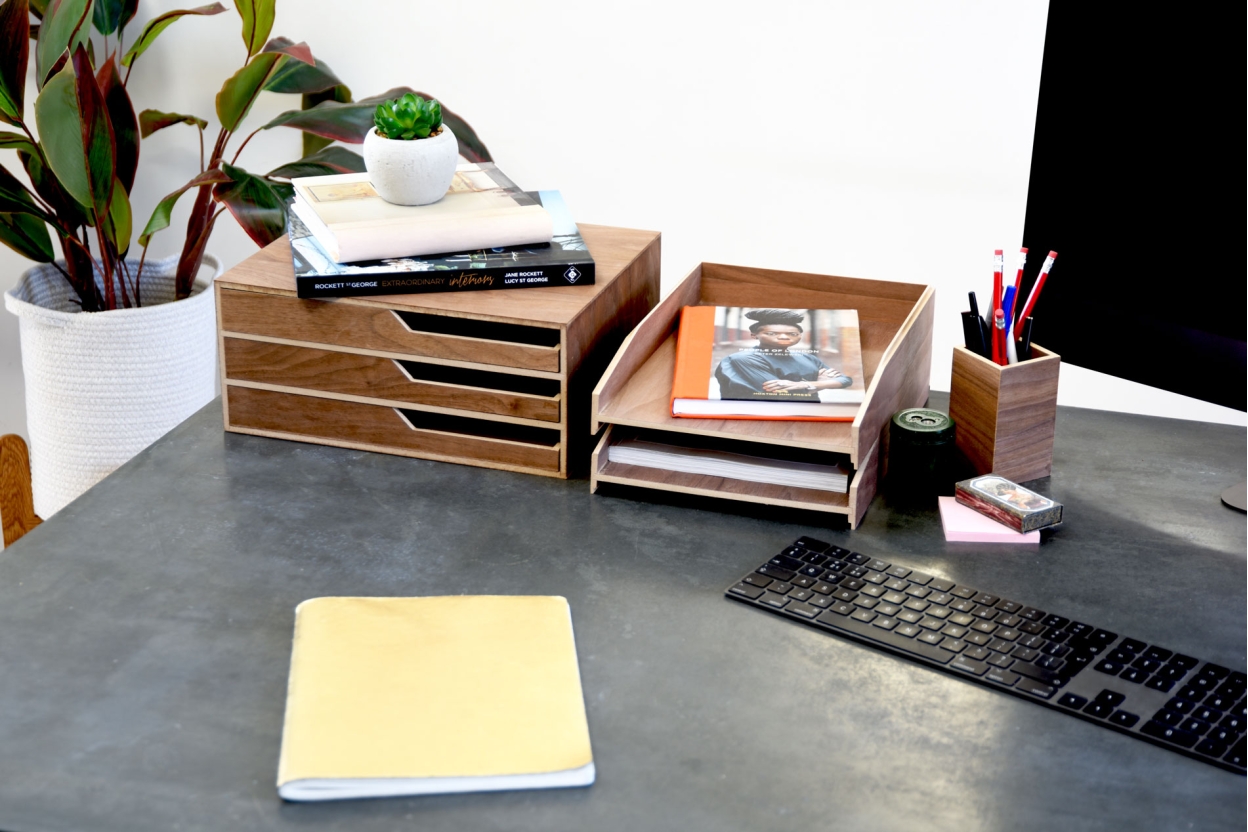 Walnut Desk Top Oganiser