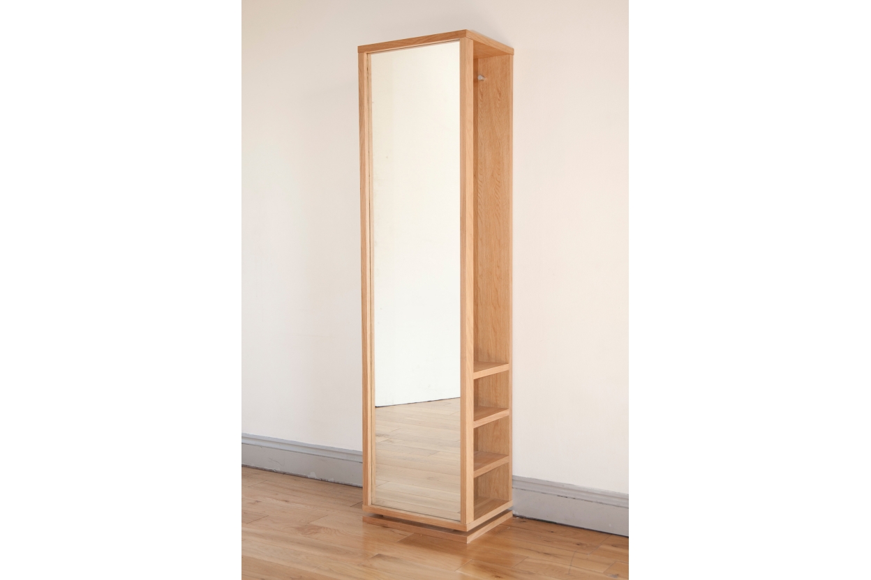 Storage Oak Mirror Shelf