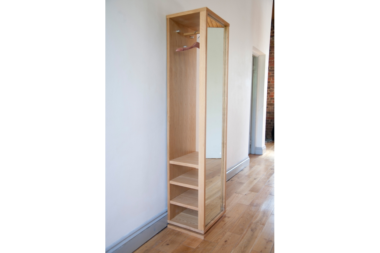 Storage Oak Mirror Shelf