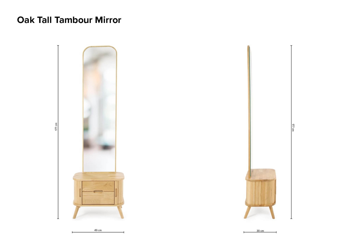 Oak Tall Tambour Mirror