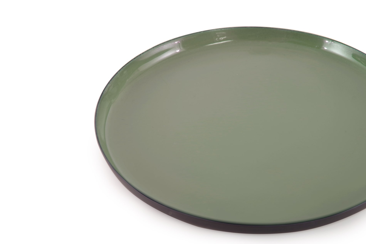 FC Round Enamel Coaster Olive Green