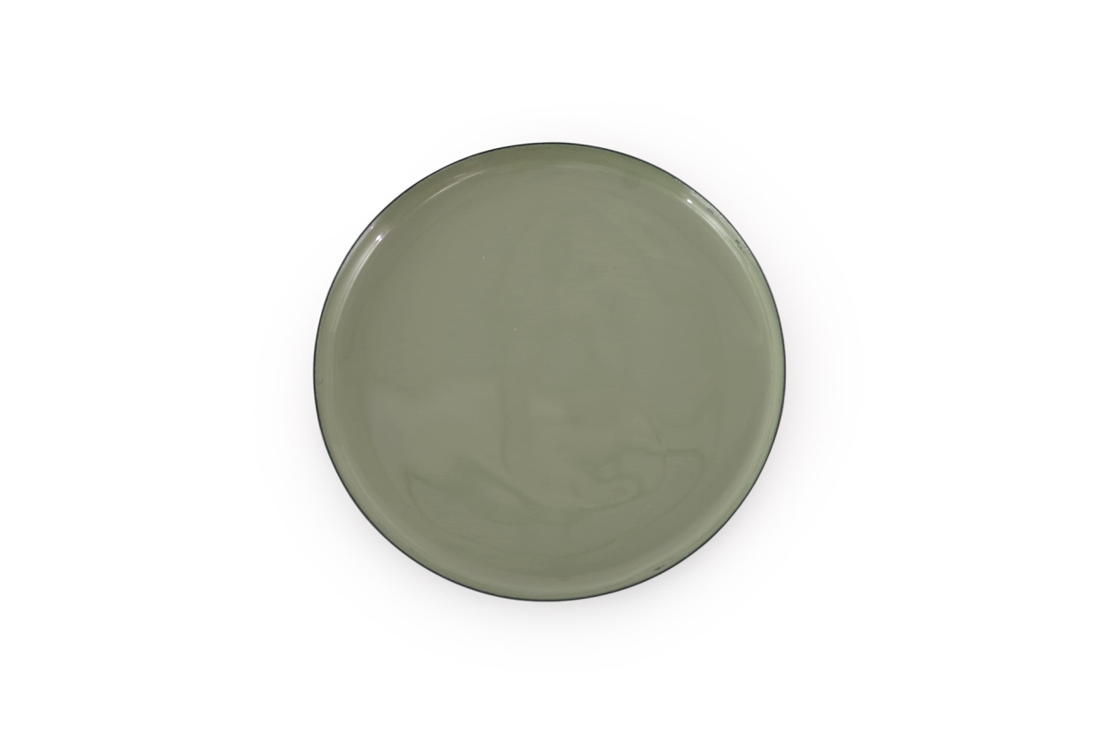 FC Round Enamel Coaster Olive Green