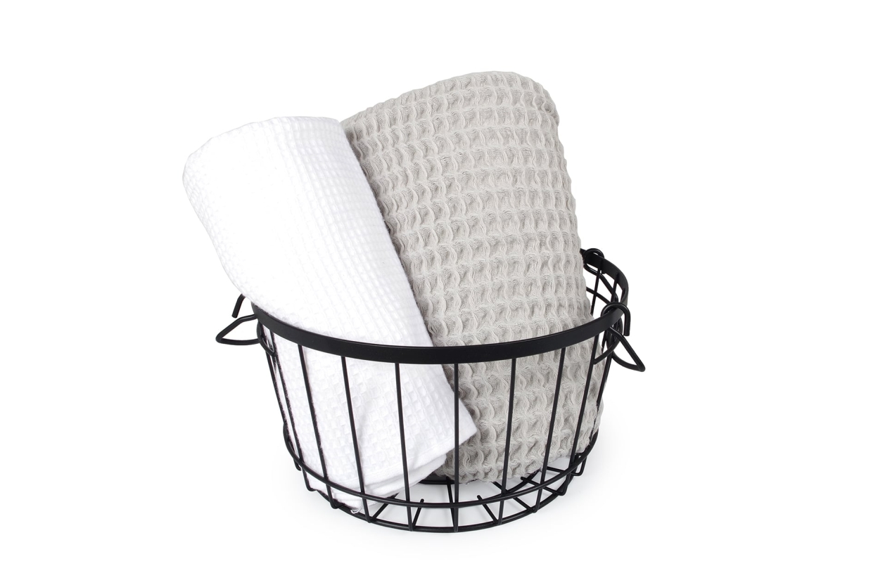 FC Stackable Wire Round Basket Black