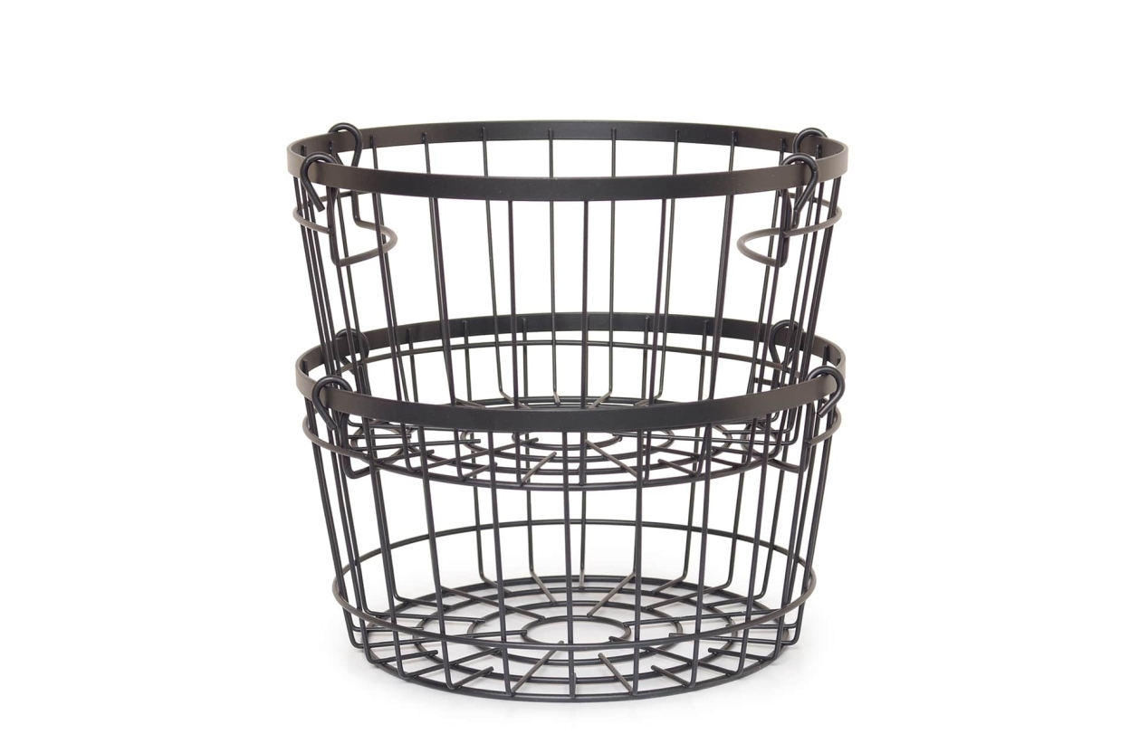 FC Stackable Wire Round Basket Black