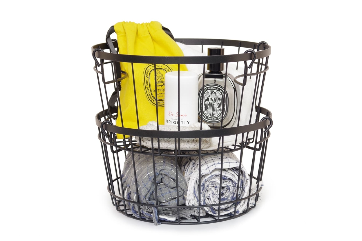 FC Stackable Wire Round Basket Black