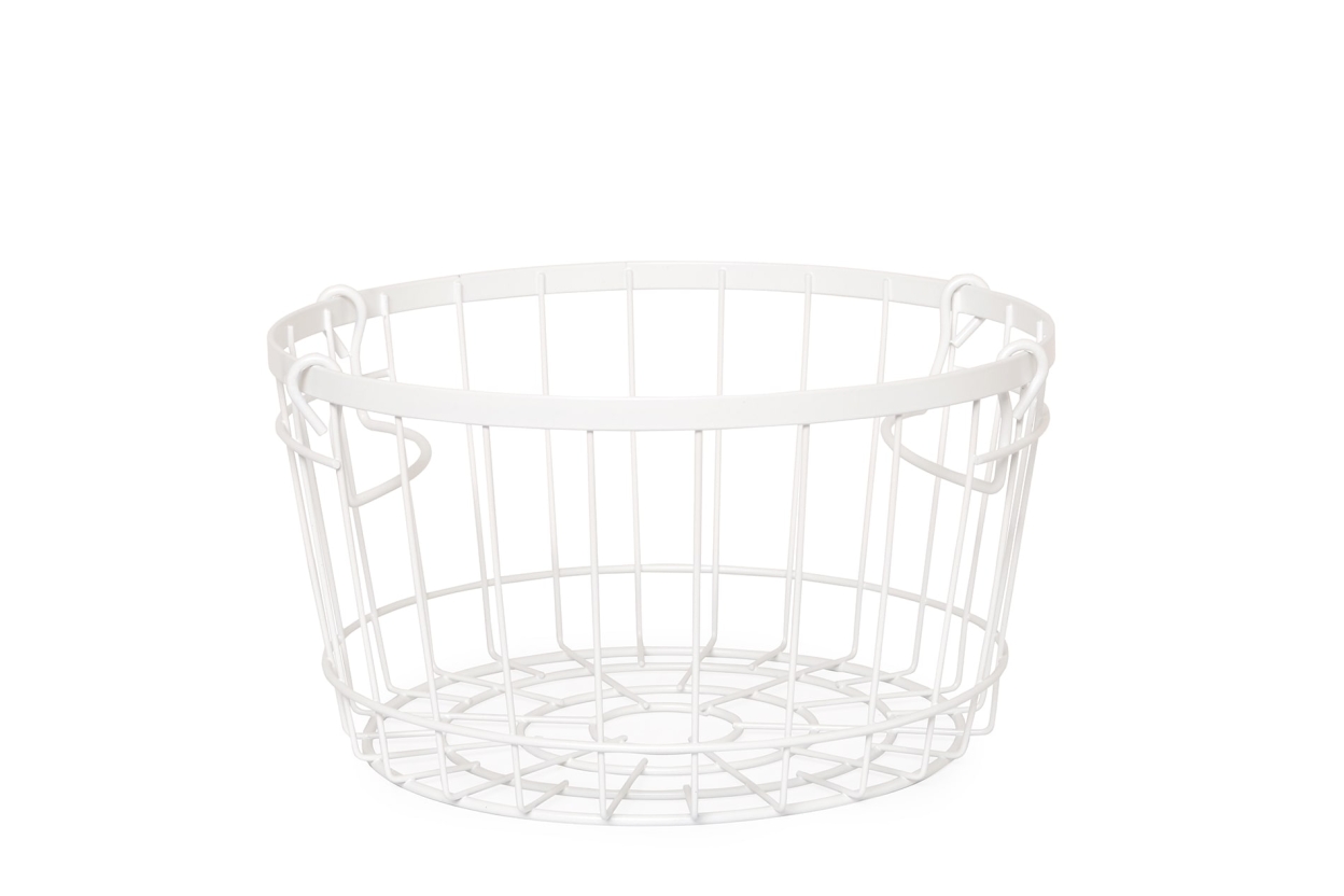 FC Stackable Wire Round Basket White